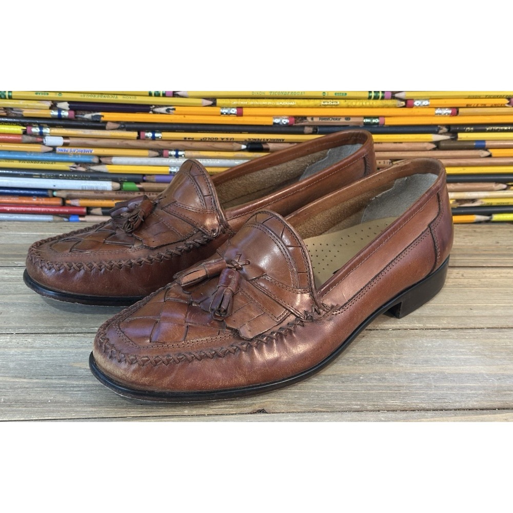 Giorgio Brutini Le Glove Woven Tassel Loafers Mens 12 D Brown Excellent